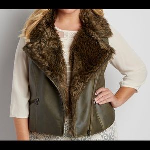 NWOT Maurices Faux Fur  and Faux Leather Vest